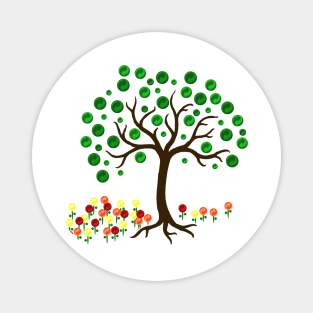 Recycle Tree and Flowers Magnet